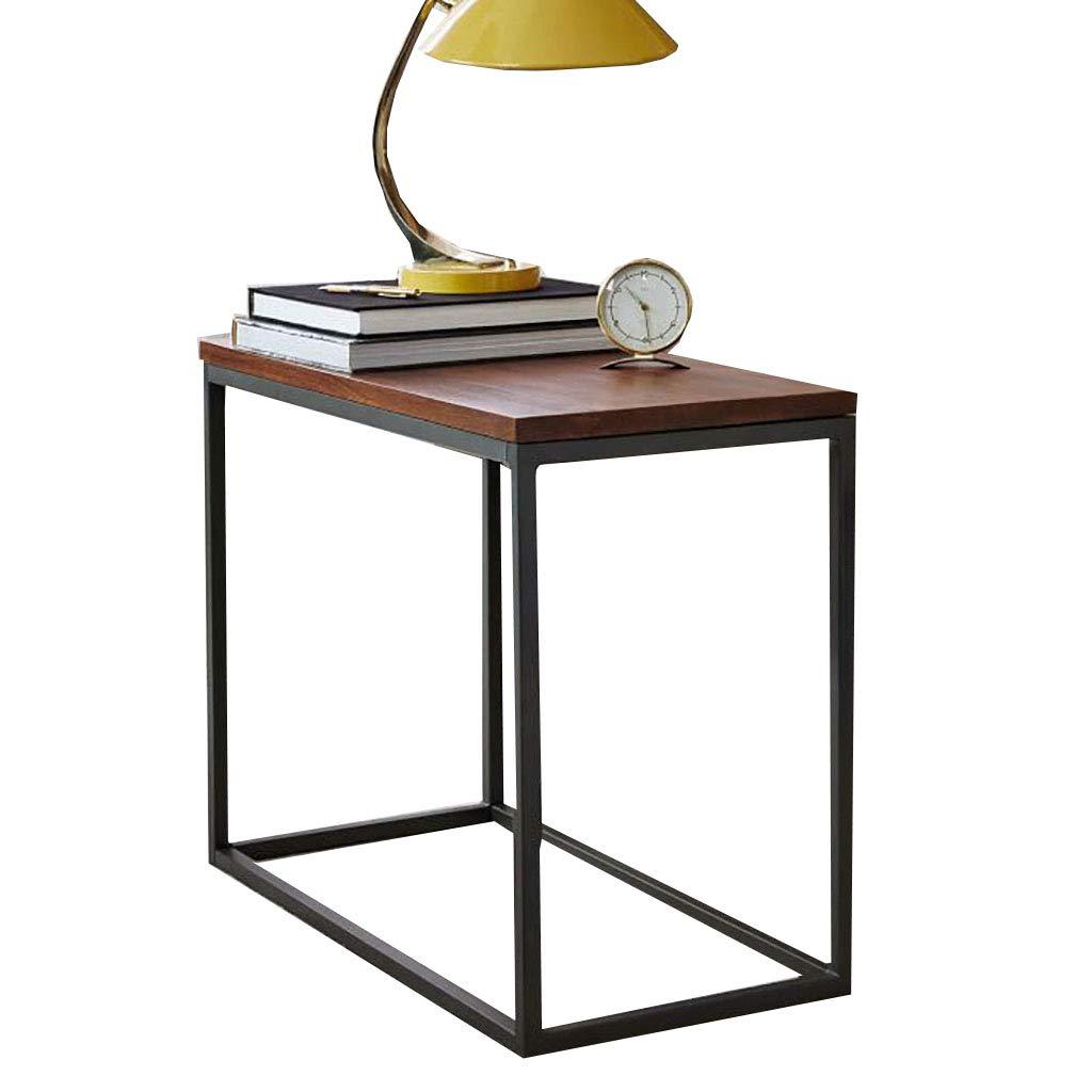 Iron Frame Solid Wood Bedside Table for Living Room - Furnishiaa -  -